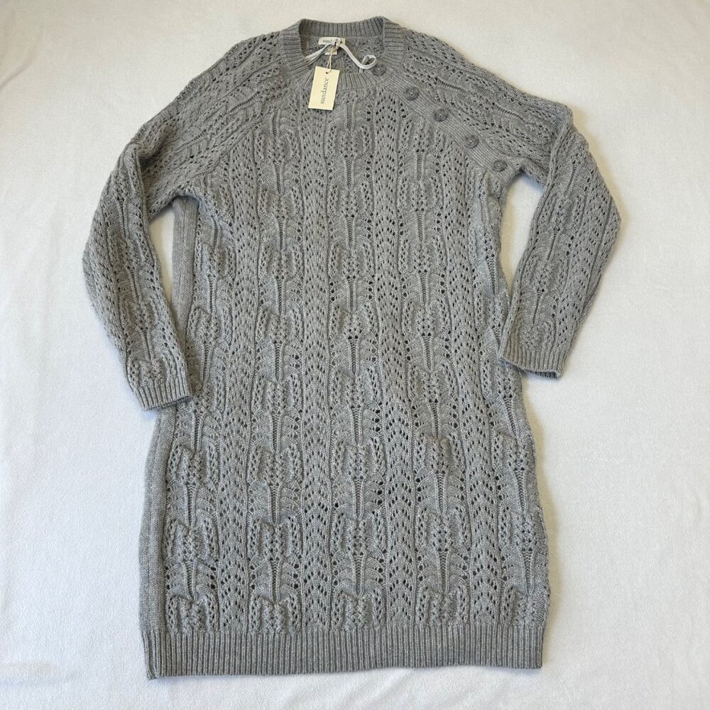 Sundance Leah Mae Wool Blend Sweater Dress With Slip Liner Size Small Gray NWT